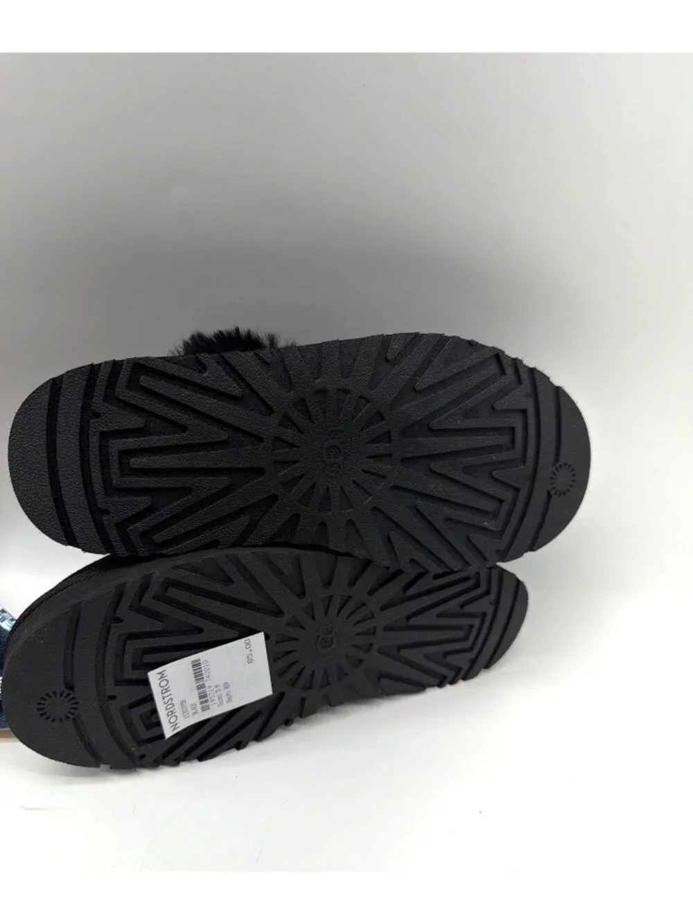 UGG Funkette Black Shearling Slippers Kids Size 5